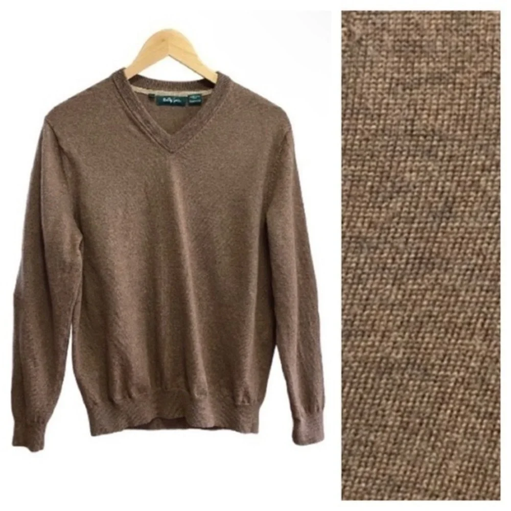 Bobby Jones Brown Merino Wool V-neck Sweater